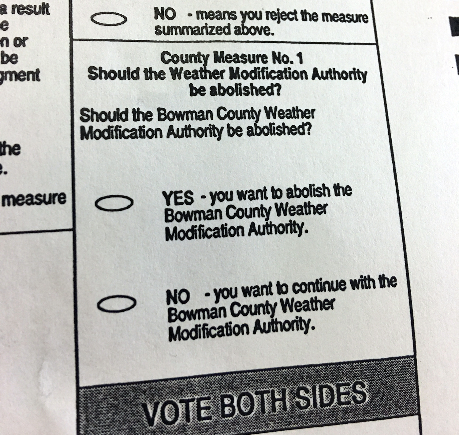 Bowman County’s weather modification operation began in the 1950s by three residents, its goal to suppress hail and enhance rainfall. That could change once voters head to the polls on Nov. 8. (Pioneer Photo by Bryce Martin)