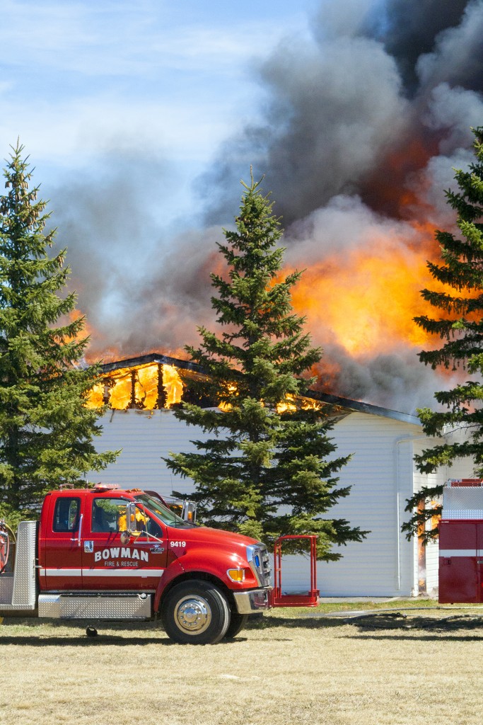 Flames quickly ripped through most of the home, including its attached garage. (Photo by Bryce Martin | Pioneer)