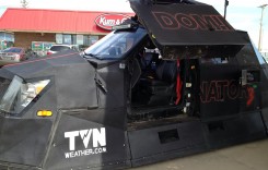 Storm chasing vehicle attracts attention in Bowman
