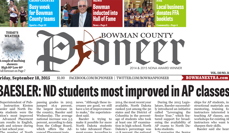 The Pioneer E Edition for 9-18-15