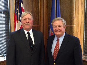 Gov. Jack Dalrymple stands with new Southwest Judicial District Judge Jim Gion.