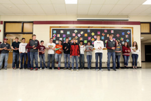 The 2015-16 Bowman County Wrestling Team receives its honors. (Photo by Jason Waskiewicz/Pioneer)