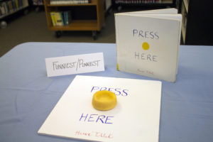 A winner from Tuesday’s second annual Bowman Regional Public Library Edible Book Fest — The Funniest (‘Punniest’) spot went to Sarah Snavely. (Pioneer Photo by Bryce Martin)