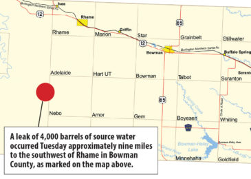 4k barrels of source water leaks in Bowman County