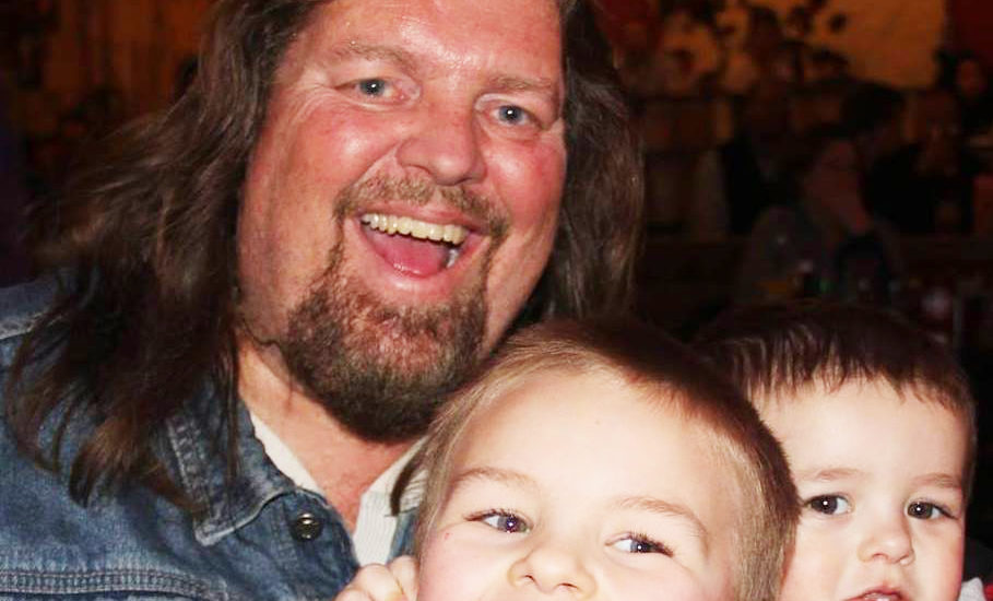 Brian Gary, pictured here with his grandsons, had a sudden panic attack as he was passing through Bowman County after a family wedding in Mandan, and was found by a local officer.