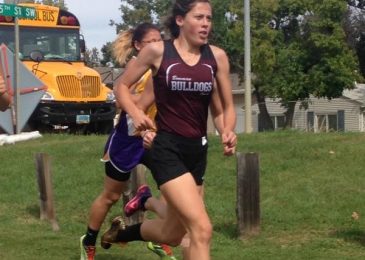 Natalie Kempenich racing against the field in Mandan.