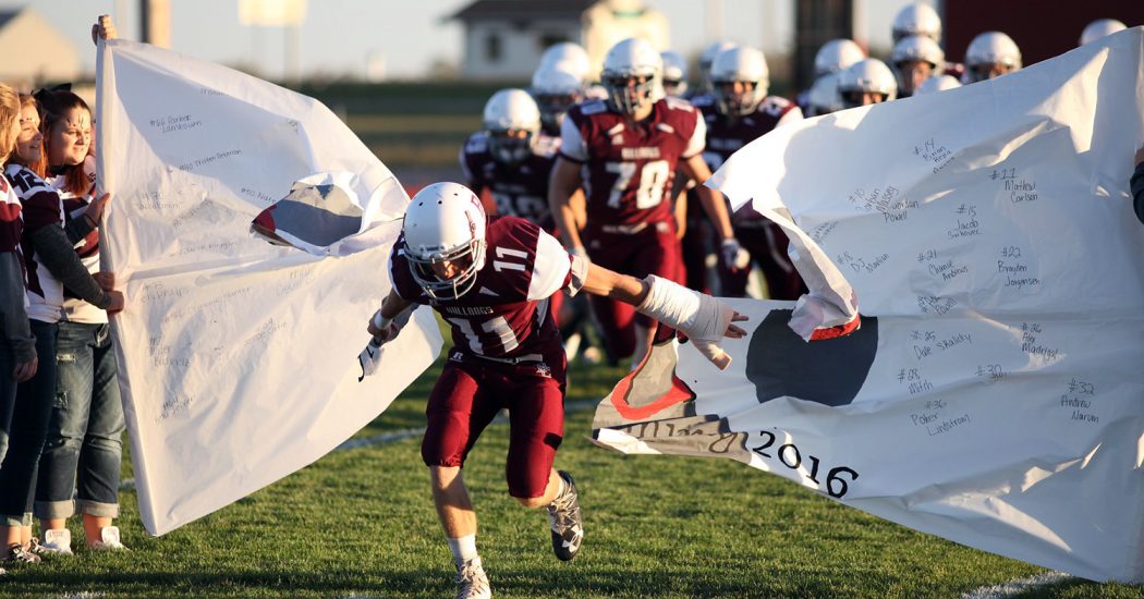 Mat Carlson leads the Bowman County Bulldogs into the Homecoming game Sept. 30 against the New Salem-Almont-Glen Ullin Holsteins. (Pioneer Photo by Jason Waskiewicz)